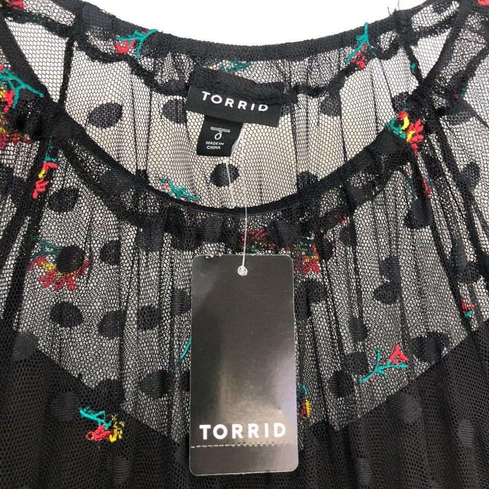 torrid Black Sheer Midi Dress with Colorful Floral Embroidery - Picture 9 of 16